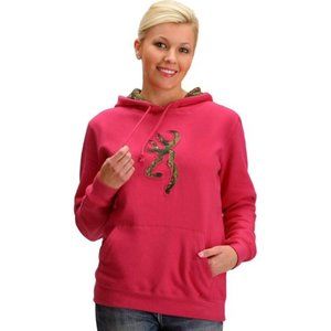 Browning Buckmark Camo Logo Sweatshirt Hoodie Fuchsia Pink Medium